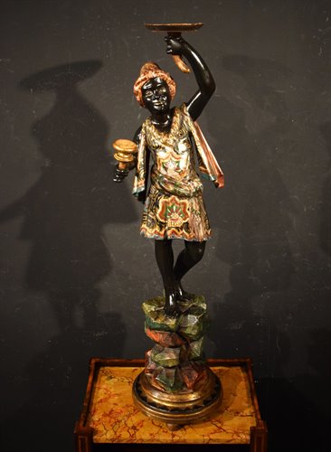 "Moretto vénitien" Sculpture en bois laqué polychrome